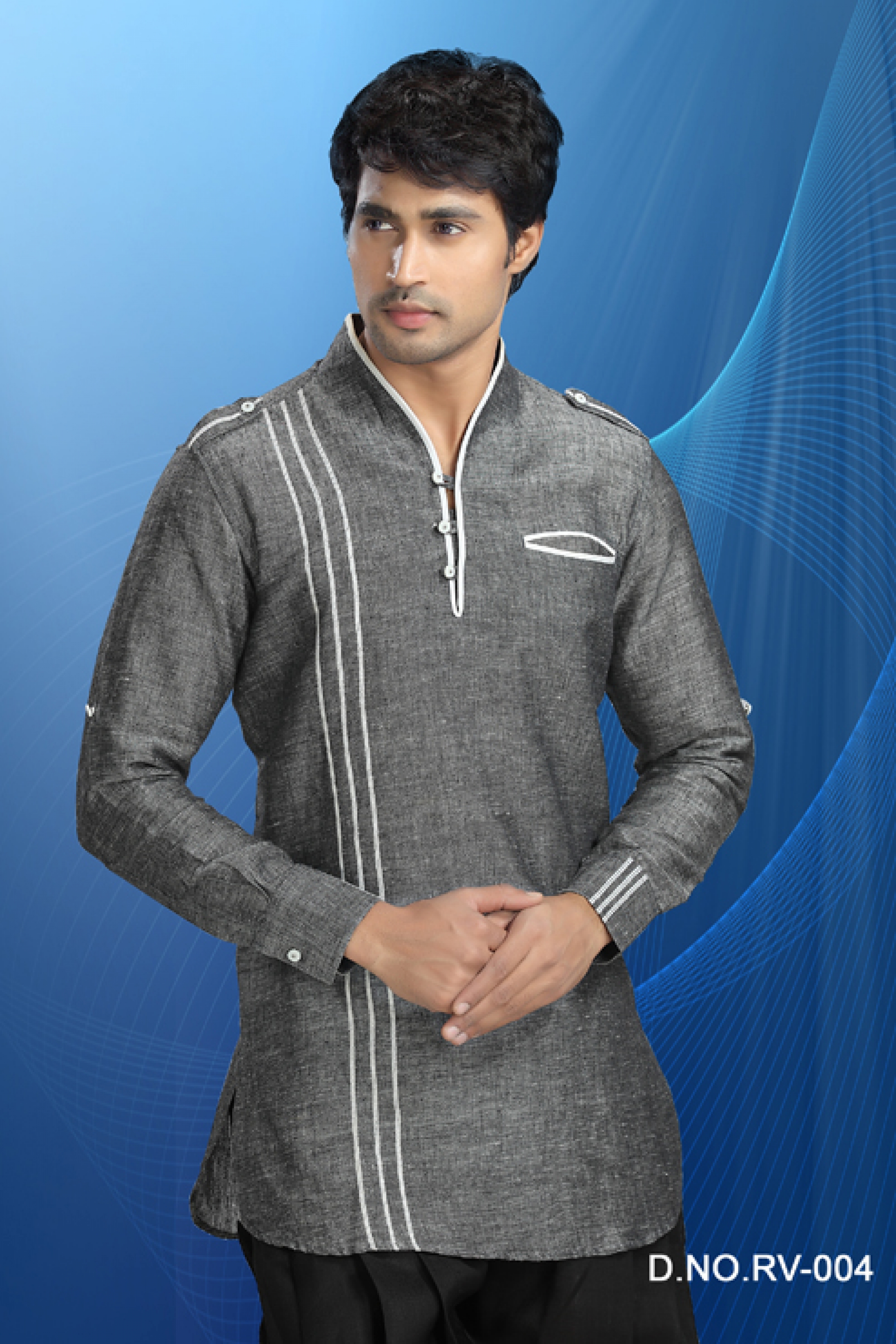 LINEN FABRIC EMBELLISHED KURTA FOR MEN