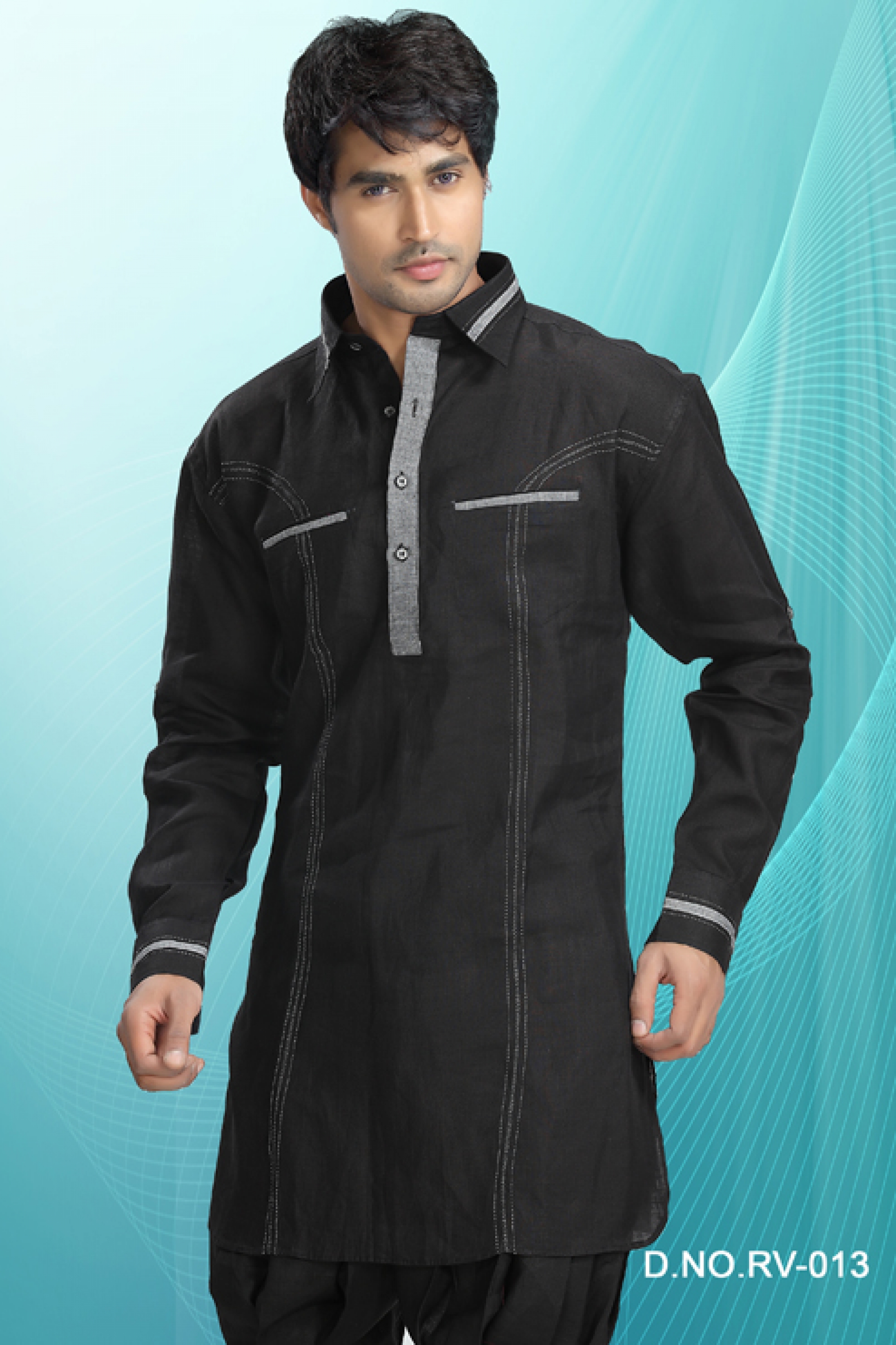 BLACK DESIGNER FOR MEN SHORT KURTA