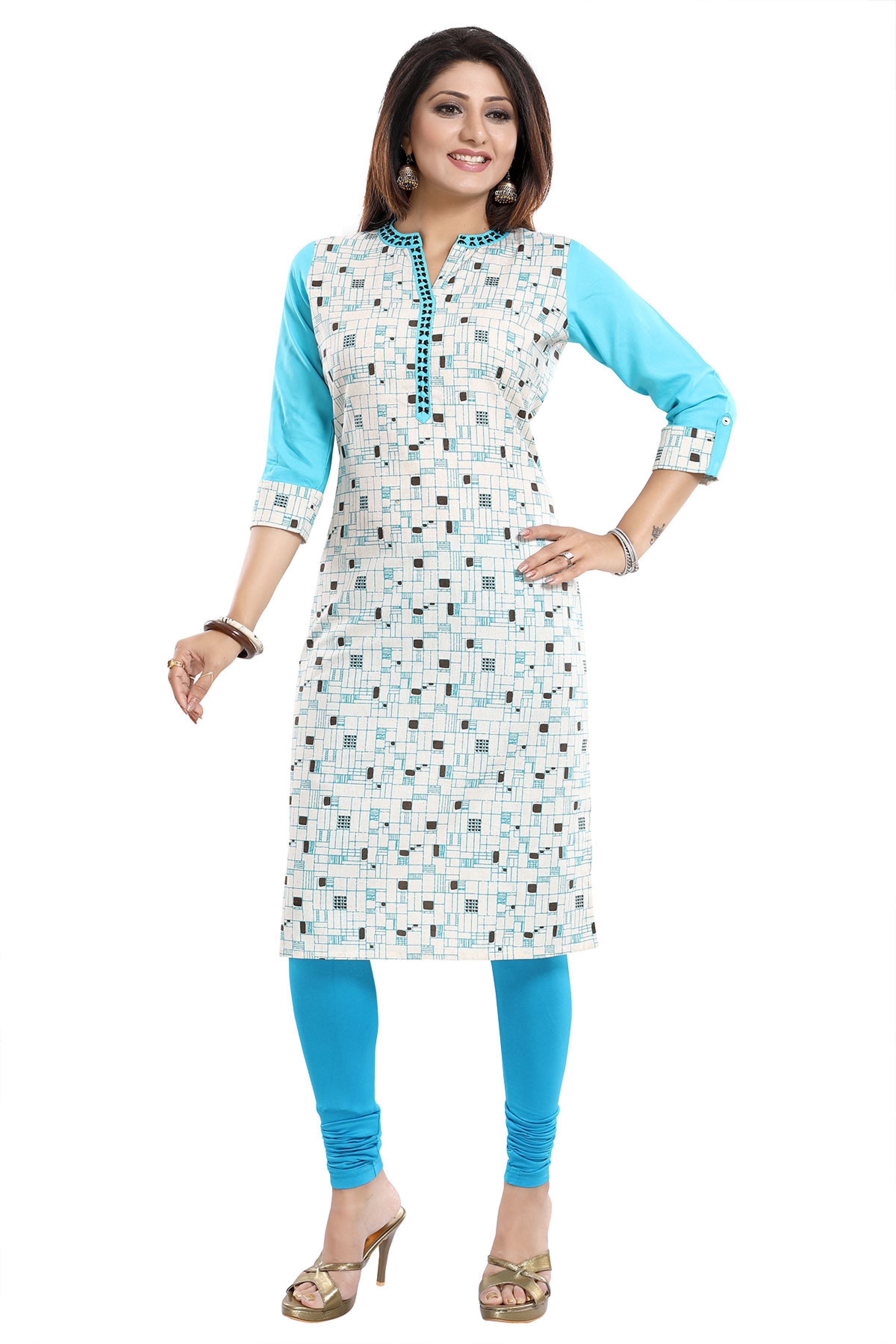 sky blue plain kurti design