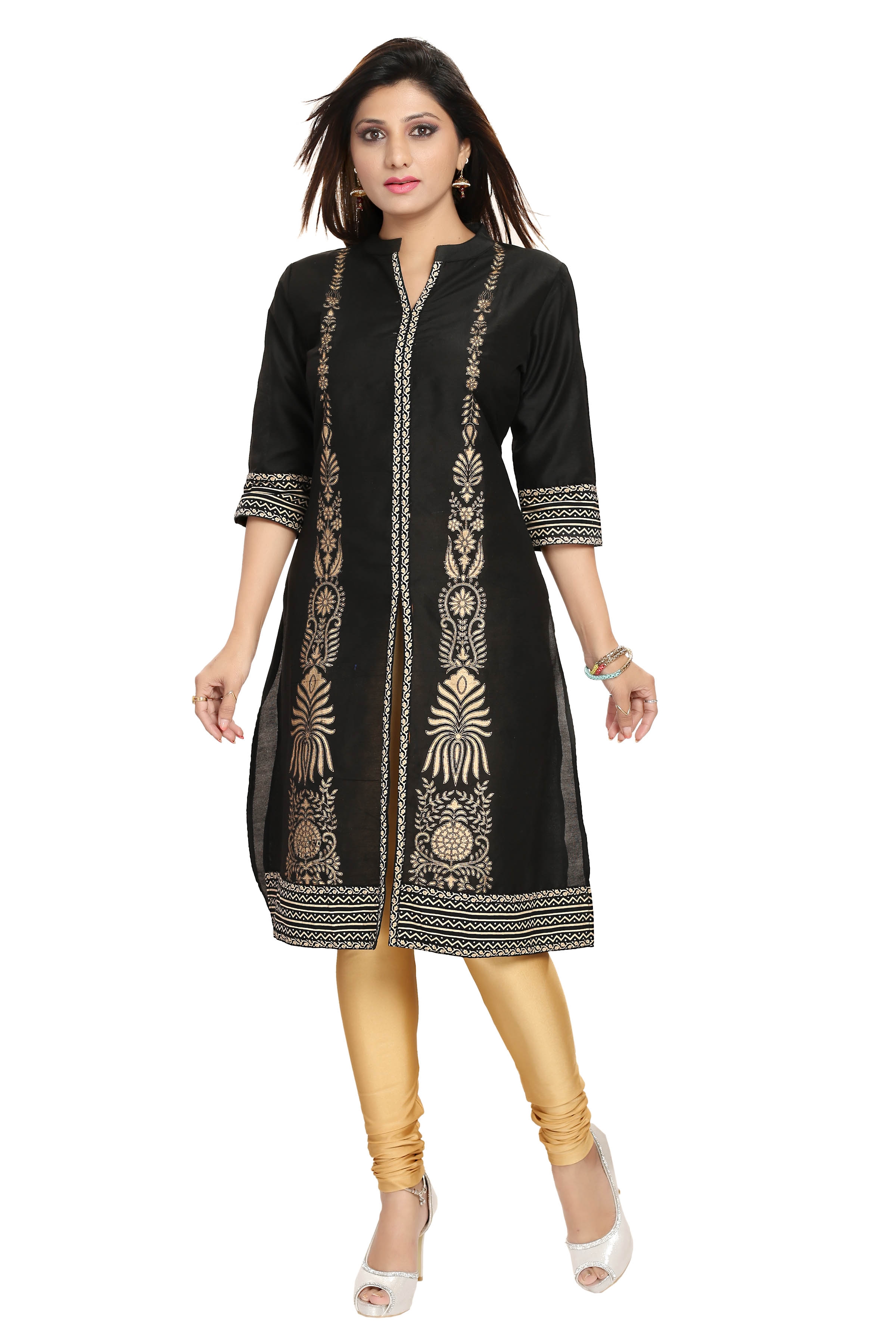 Ethnicity Revisited Indian Cotton Silk Contemporary Tunic in Black