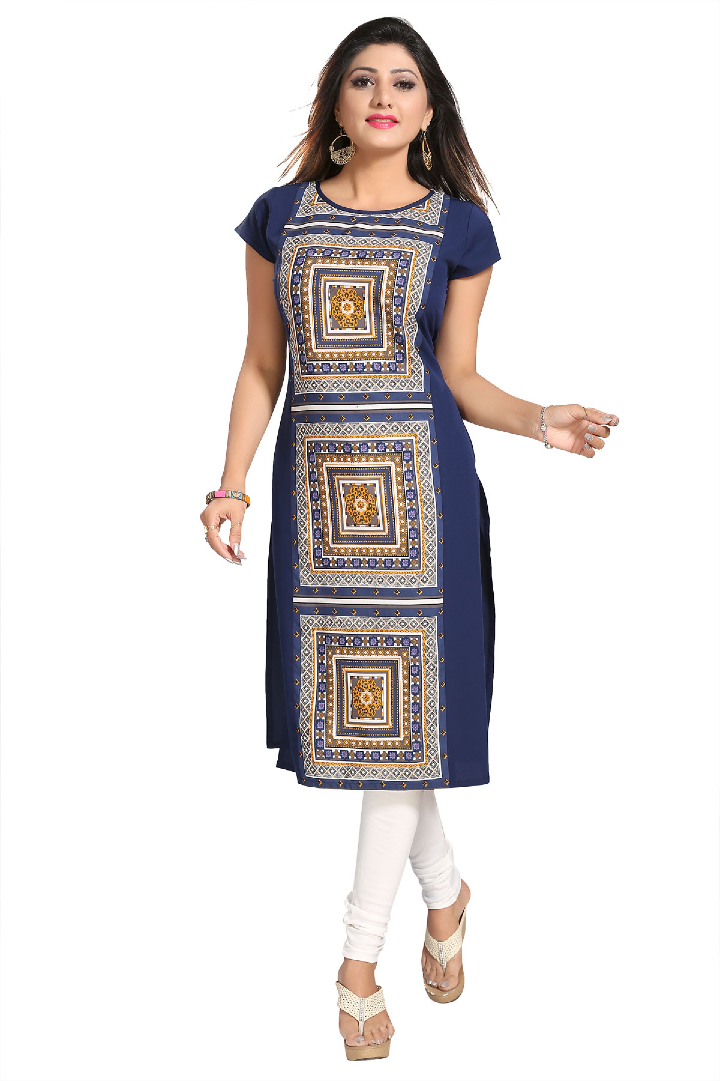 Blue Printed Art Crepe Tunic main image 0