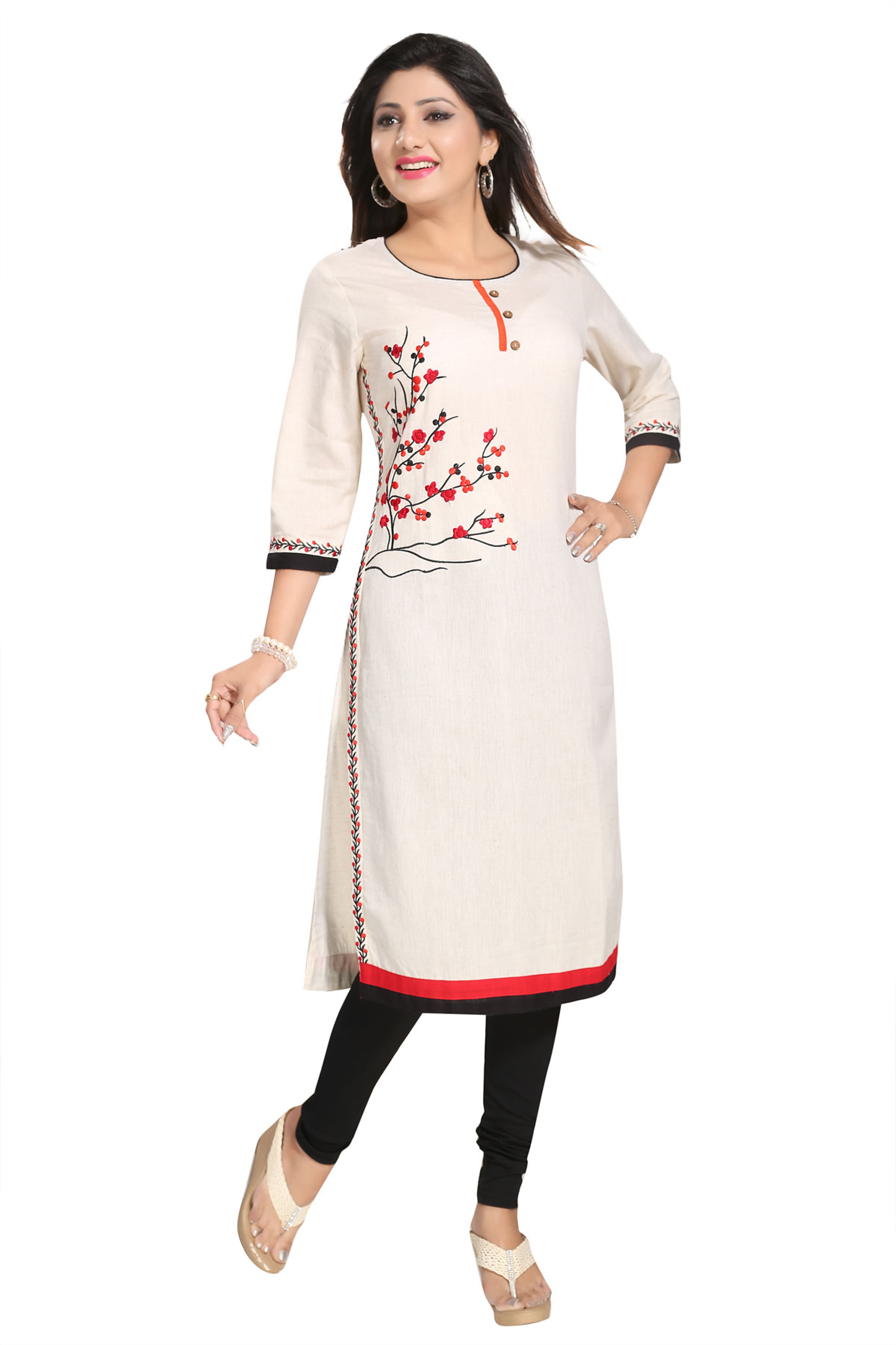 Pristine Love Cotton Long Tunic with Embroidery